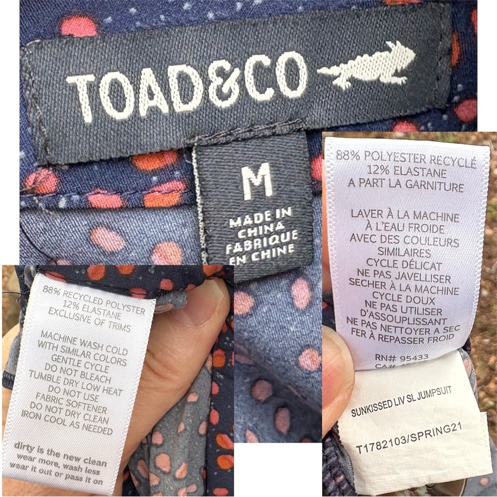 Toad&Co Sunkissed Liv SL Jumpsuit In Blue & Orange Sz M - Picture 3 of 15